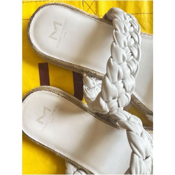 Marc Fisher Jaimee Leather Espadrille Slide Sandal white Size 7 1/2 - Picture 5 of 5